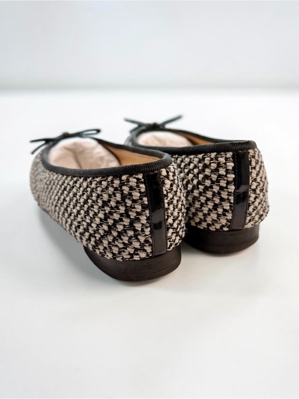 Chanel Tweed Ballet Flats Black/Cream Shoes EU 36.5 - Picture 5 of 11